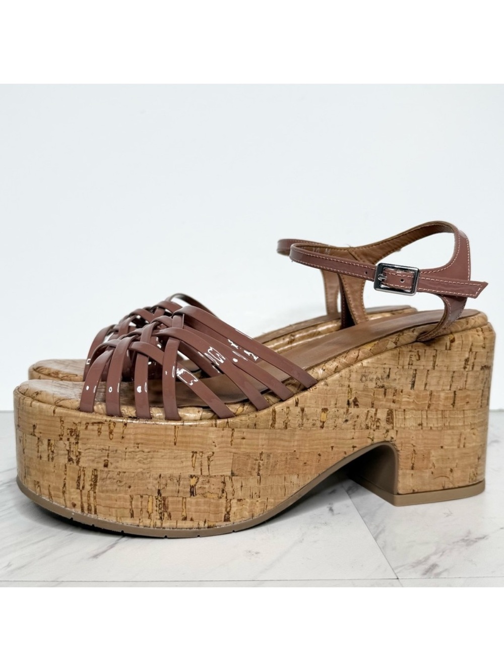 Aquatalia Elene Cork Platform Heel Sandal 10